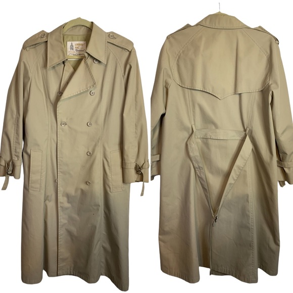 Vintage Retro London Fog Maincoats Timeless Tan Trench Coat Plus Size 12P - Picture 1 of 9